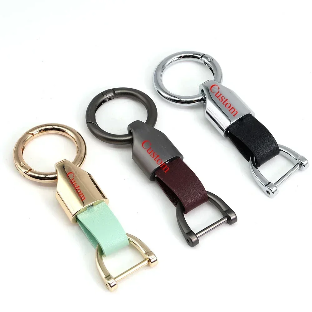 Customized Metal Waist Hanging KeyChain Best Gift Key Ring Jewelry Fashion Personalized Leather Key Chain Buckle New Men Women