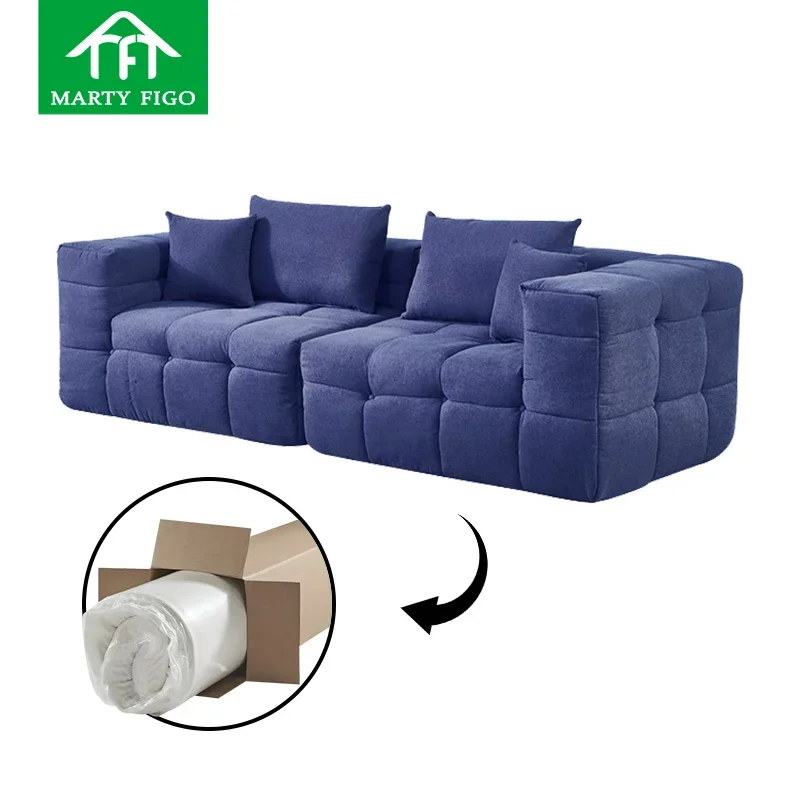 Customize Modern Fabric Sectional Compression Sofa Set 2 Seater Compressed Packing Modular Small Home Living Room Sofa Couch