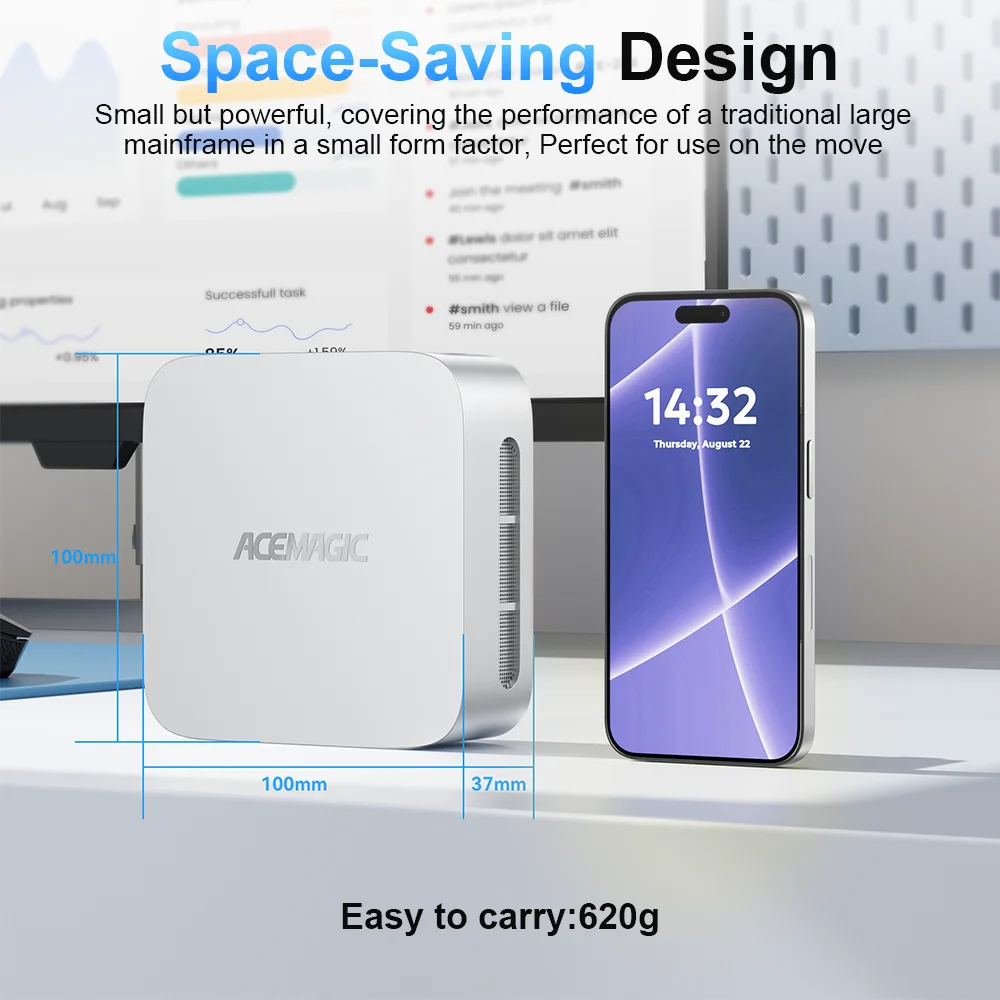 معالج ACEMAGIC V1 MINI PC Intel N97/N150 W11 Pro عامل صغير الشكل كمبيوتر مكتبي يدعم WiFi5/BT4.2 مكتب الأعمال