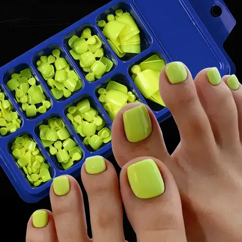 120 पीस काले ऐक्रेलिक छोटे चौकोर नकली पैर के नाखून ठोस नियॉन ग्रीष्मकालीन झूठे पैर के नाखून पूर्ण कवर फैशन झूठे पैर के नाखून महिलाओं के लिए*6 10 best sales पूर्ण कवर नाखून - №5