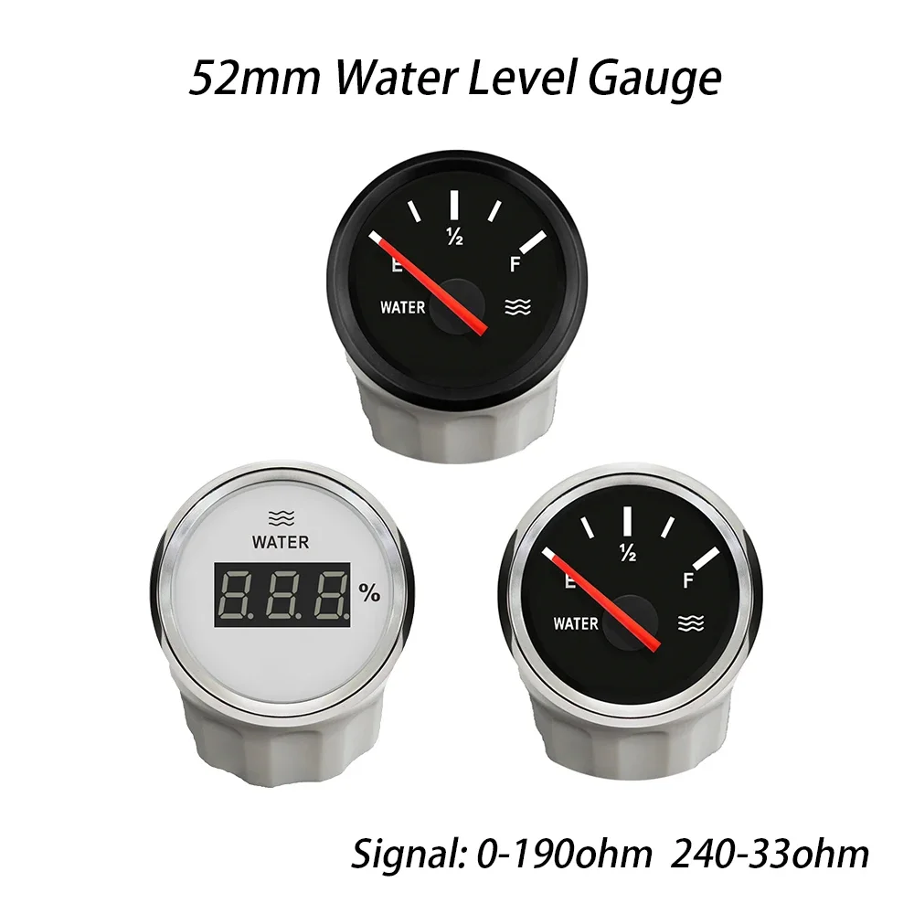 

Waterproof Boat Car 52mm Signal 0-190ohm 240-33ohm Water Level Gauge with Red Backlight fit RV Motorcycle Yacht Universal