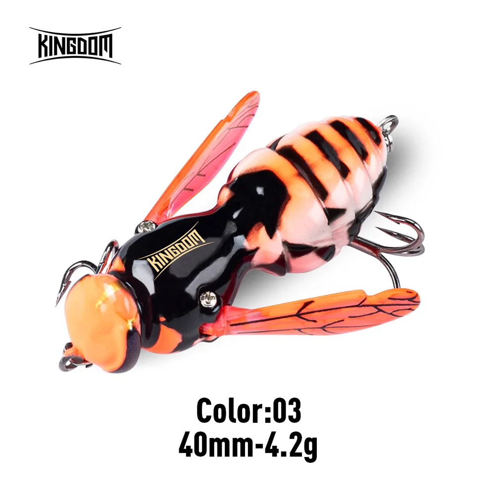 Kingdom Fishing Lures Kunstköder 4,2 g 40 mm 6,6 g 48 mm schwimmendes Insekt Bionic Swimbaits Wobbler Harte Köder für Barsch Hecht