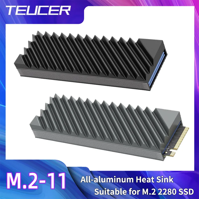 TUECER M.2 2280 NVMe SSD Aluminiowy dwustronny radiator z silikonową podkładką termiczną - wysoka wydajność chłodzenia dla komputerów stacjonarnych