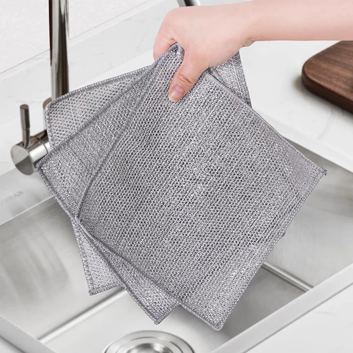 Multifunctional Non-Scratch Wire Dishcloth Wire Dishcloth Multipurpose Wire Microfiber Cloth Cleaning Cloth Magic Dish Towel