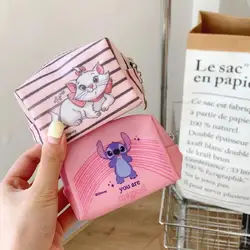 Kawaii Disney Stitch portamonete Anime Cartoon Marie Cat Portable Stripes Mini Storage Bag Student Small Item Storage Bag regali