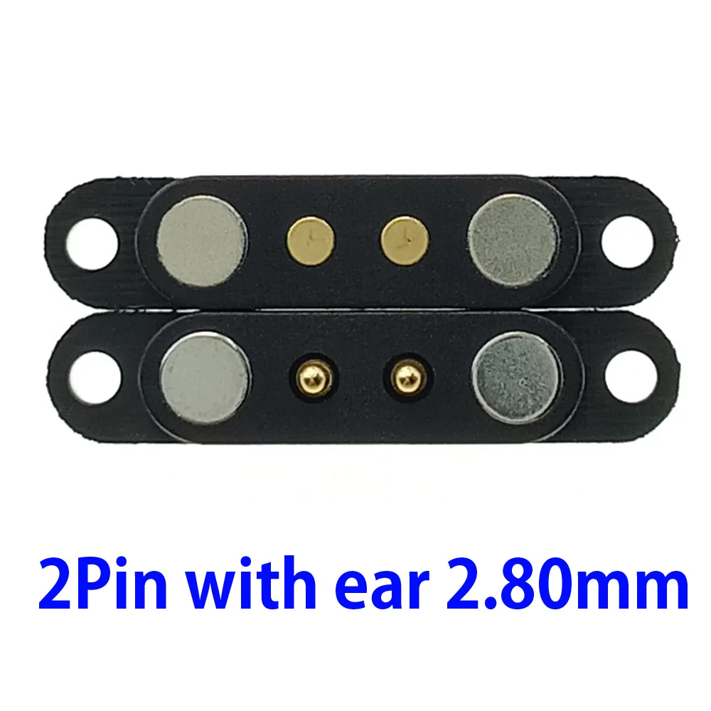 2A DC Magnetic Pogo Pin Connector 2/3/4/5/7/8Pin Pogopin Male Female Spring Loaded DC Power Socket with ears 2P Pitch 2.54/2.8mm