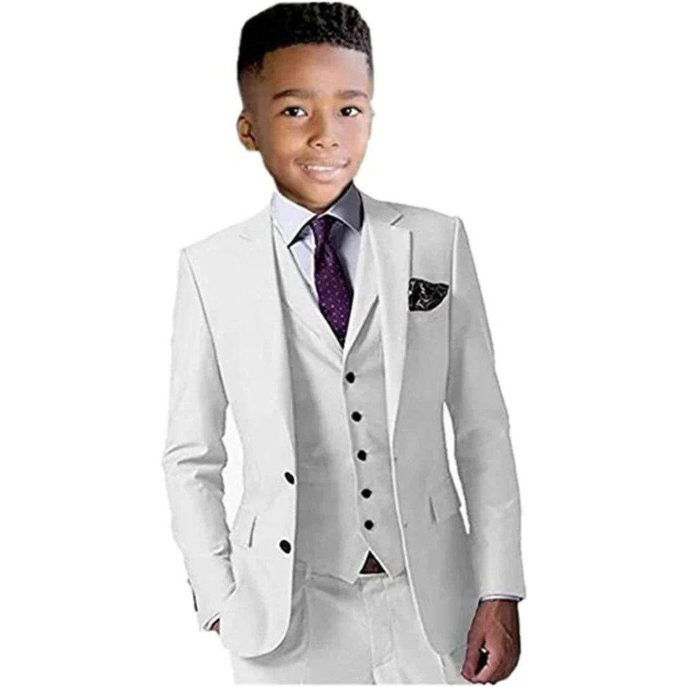 3-teiliges Hochzeitskleidungsset für Jungen, Blazer, Weste, Hosen, solide formelle Anzüge für Kinder, Party-Kleidungssets, Kostüme für Teenager