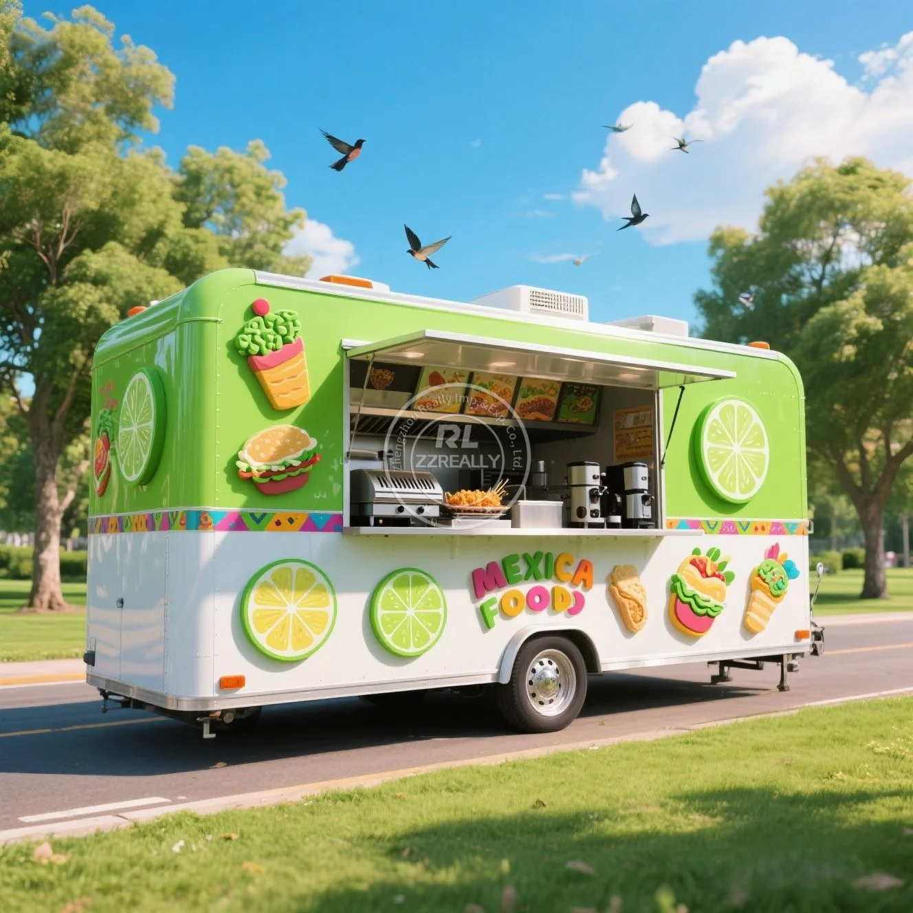 

United State Food Truck with Full Kitchen Concession Bbq Food Trailer with Porch Fully Equipped Custom Food Truck