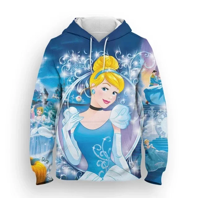 Disney Boys Girls Hoodies Oversized Women's Hoodies 3D Printing New Pullovers MINISO Women's Hoodies Cinderella Men's Clothing