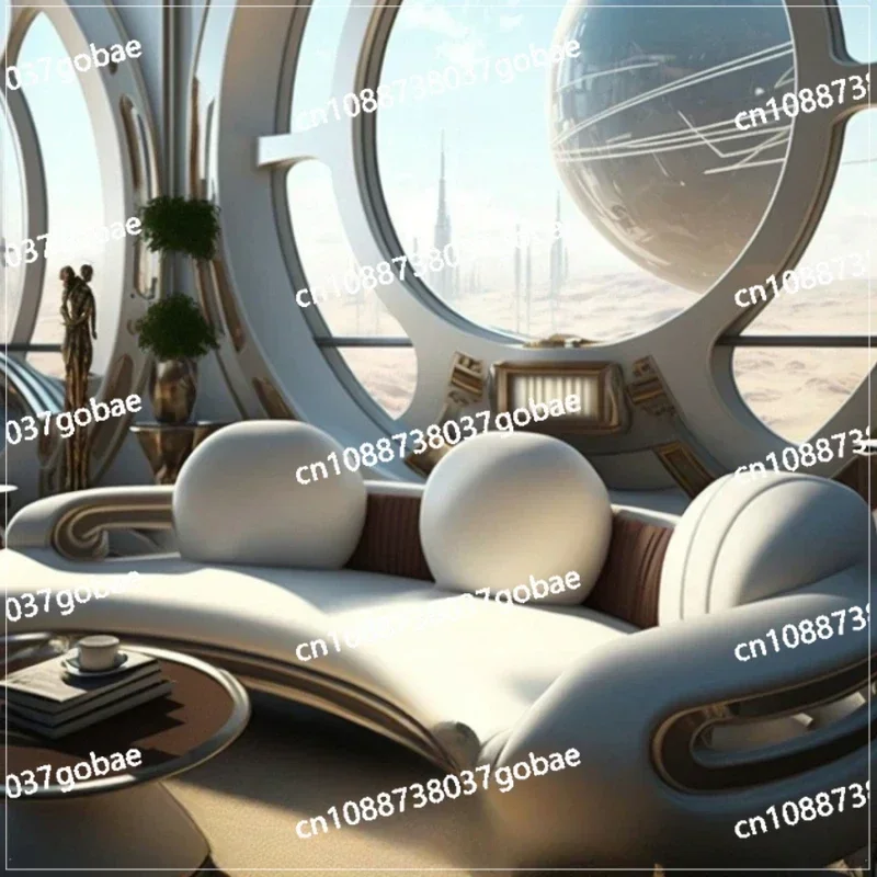 Advanced Design Sense, Creative Curved Corner Sofa, Headphone Shaped Technology Sense, Reception Sofa in The Lobby