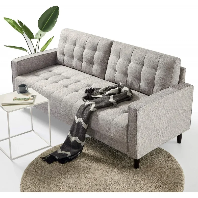 

Benton Sofa Couch / Grid Tufted Cushions / Easy, Tool-Free Assembly, Soft Grey