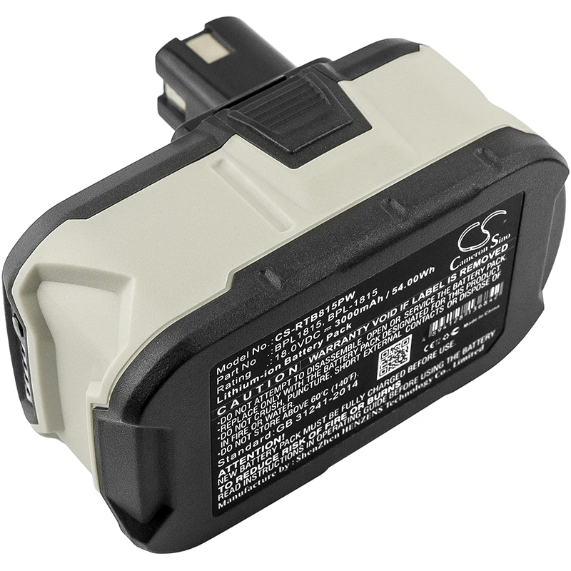 CS Replacement Battery for Ryobi ONE+ 18 Volt Cordless Tools,BID-1801M,BID-180L,BID1821,BIW180,CAD- PN:BPL1815 3000mAh / 54Wh