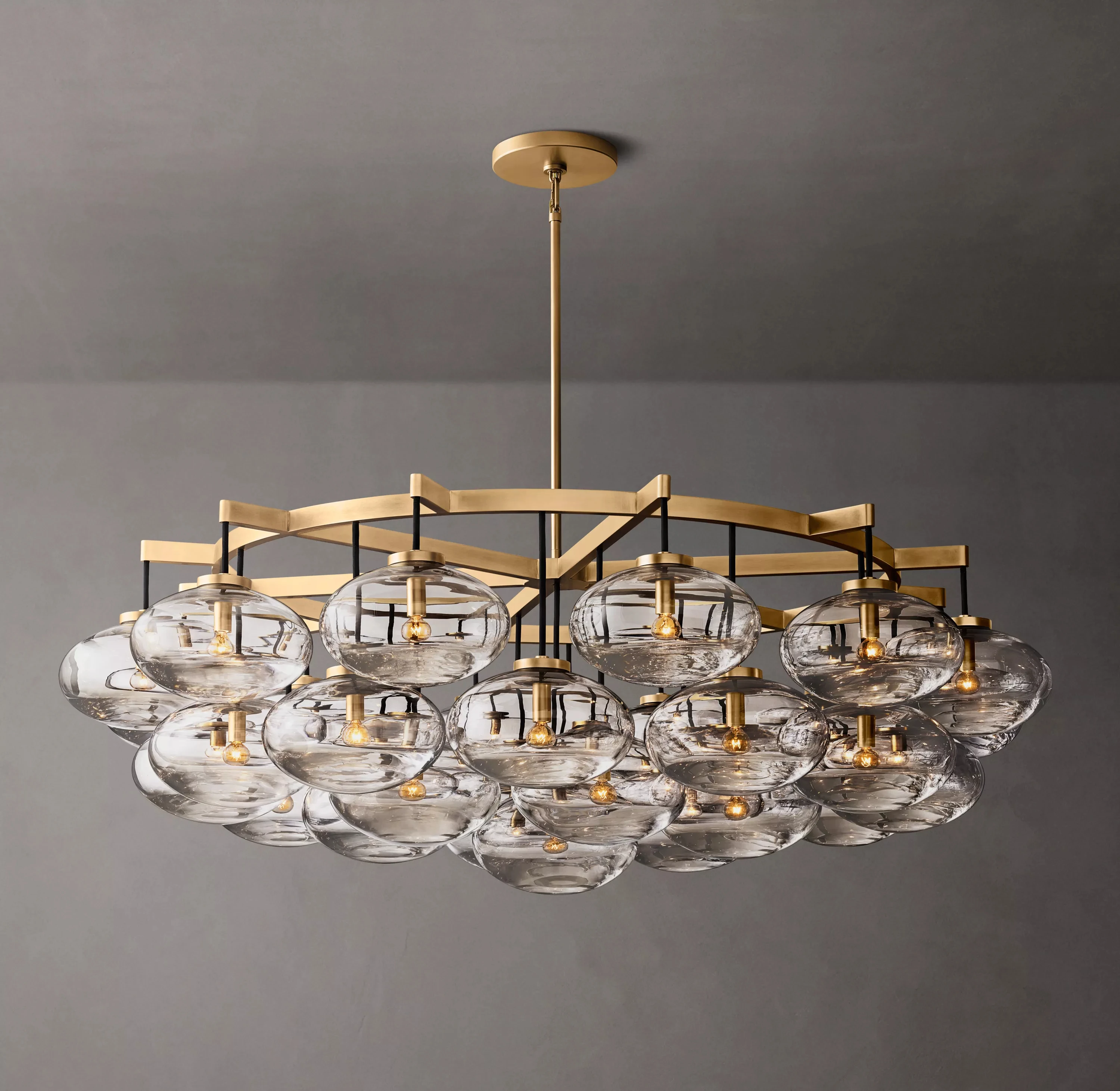 

Cabrette Clear Glass Round Chandelier Postmodern Retro Glass Art Designer Lighting Restaurant Living Room Pendant Gold Light