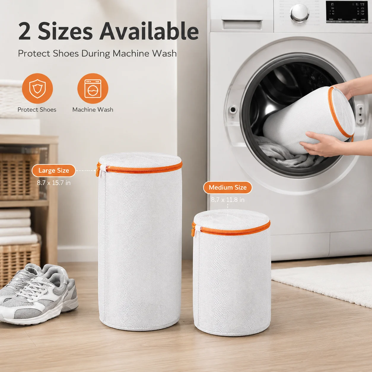 Mesh Laundry Bags with Zipper for Shoes Sneakers Trainers Protects Footwear During For Washing and Drying Process
