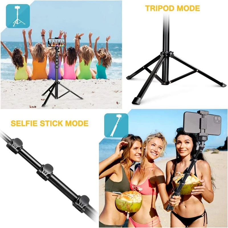 Selfie Stick Tripod Camera & Mobile Phone Tripod Stand With Bluetooth Remote Control And Universal Tripod Head Holder