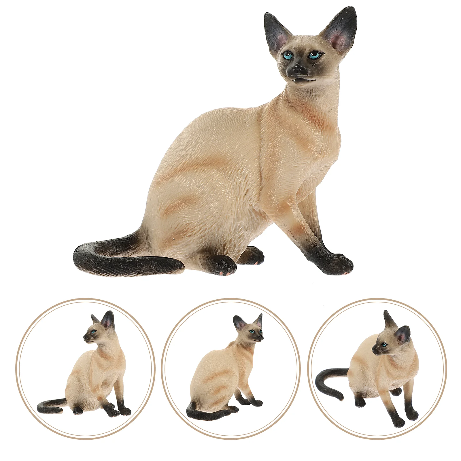 Miniature Cat Toys Figurine Small Sculpture Model Ornament Siamese Decoration Fake Simulation Desktop