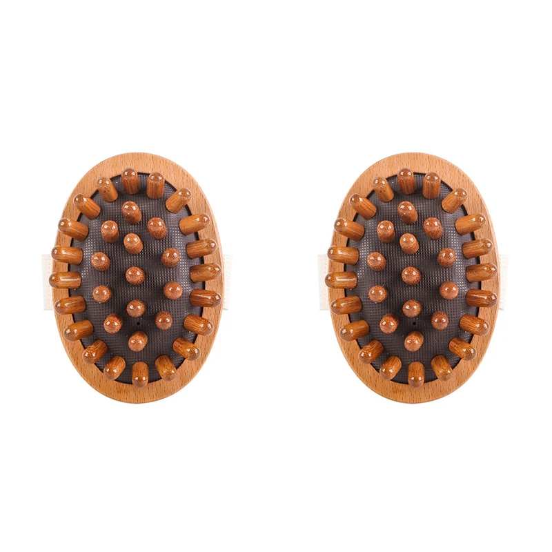 2X Body Anti Cellulite Brush Soothing Wooden Essential Oil Spa-Air Cushion Meridian Massage Brush