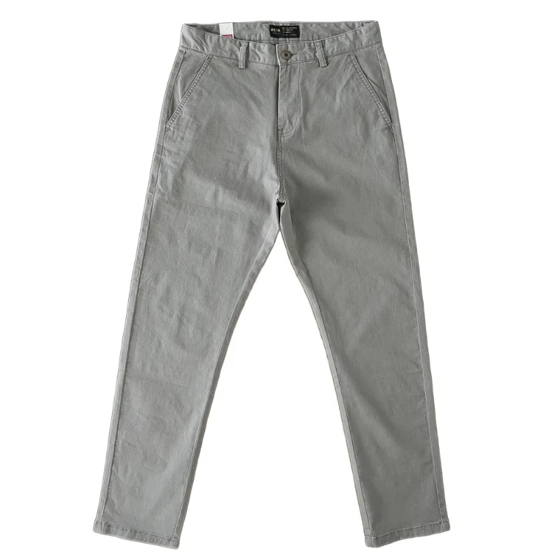 2024 Spring and Autumn New American Retro Woven Twill Cargo Pants Men\'s Simple 97% Cotton Washed Slim Straight Casual Trousers