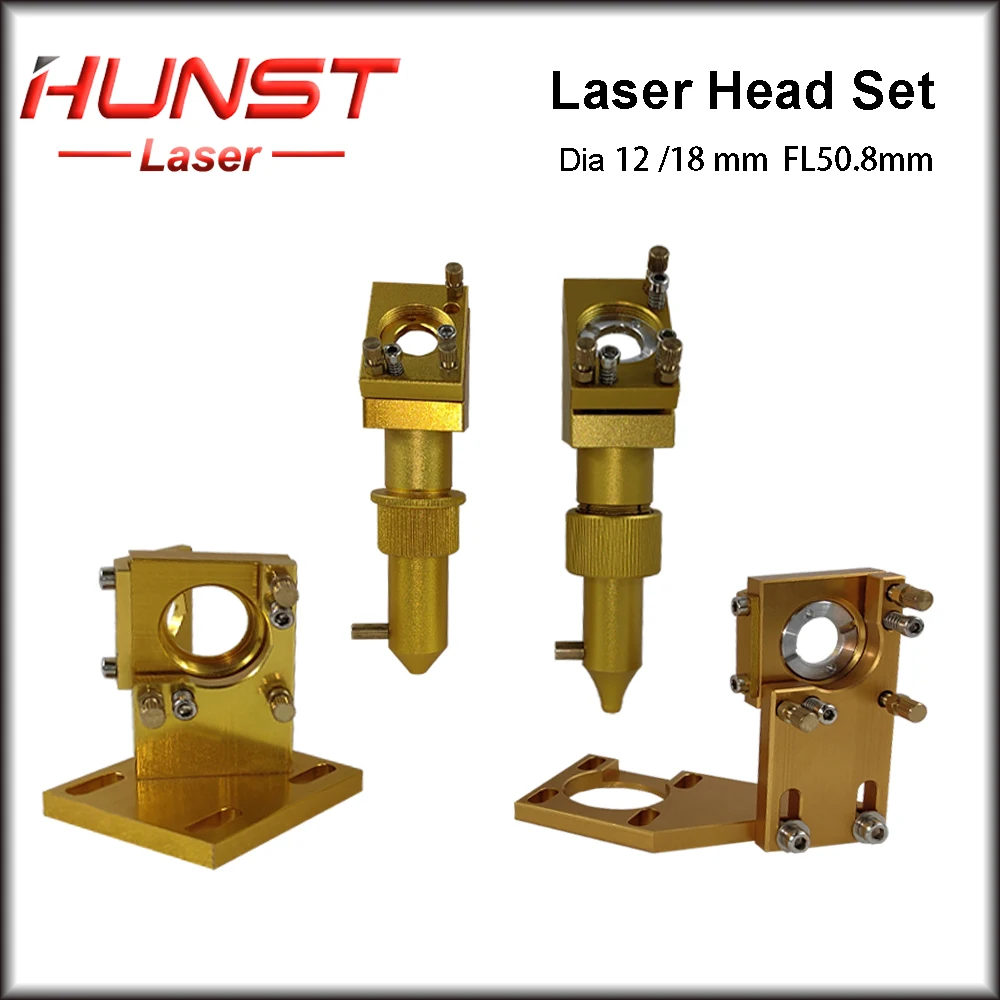 

Hunst K Series CO2 Golden Laser Head Set, Mirror Mount, Dia12/18mm, FL50.8 mm for 4060 K40 Laser Engraving Cutting Machine