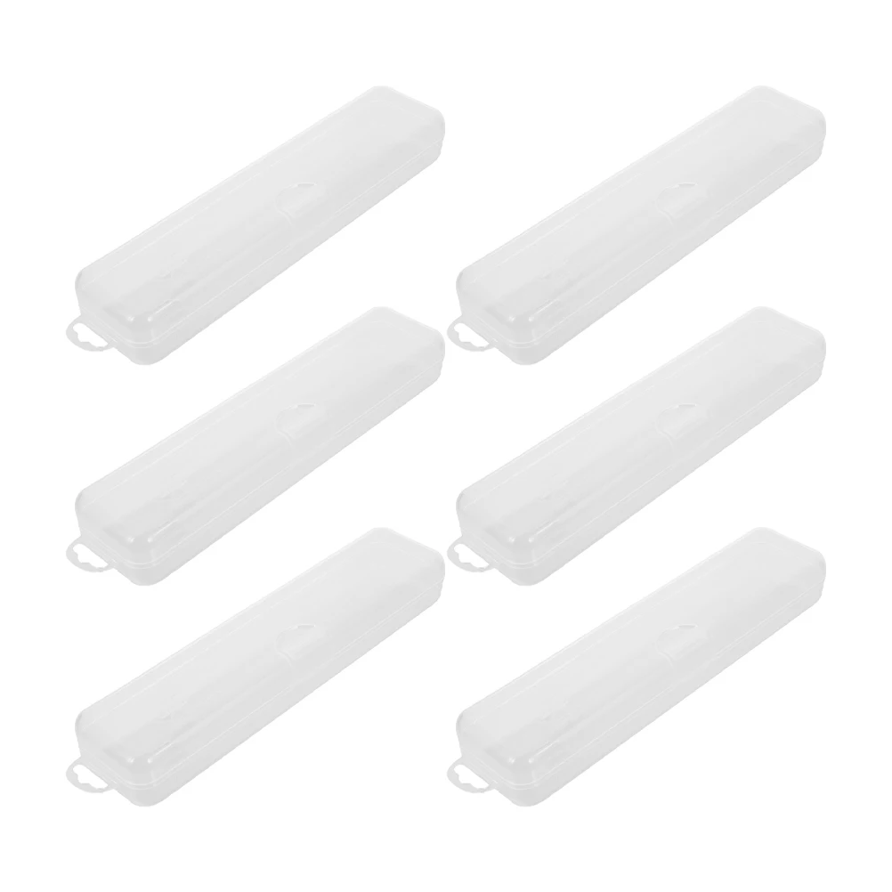 

6pcs Portable Toothbrush Case Pp Material Travel Cutlery Holder Protective Box Universal Fit For Toothbrushes Tableware Small