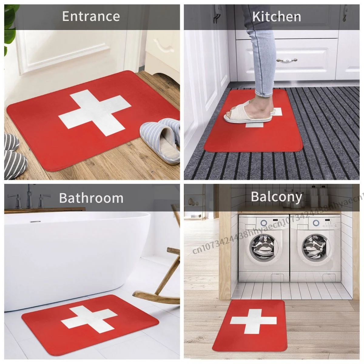 National Flag Non-slip Doormat Switzerland Face Bath Bedroom Mat Welcome Carpet Flannel Modern Decor