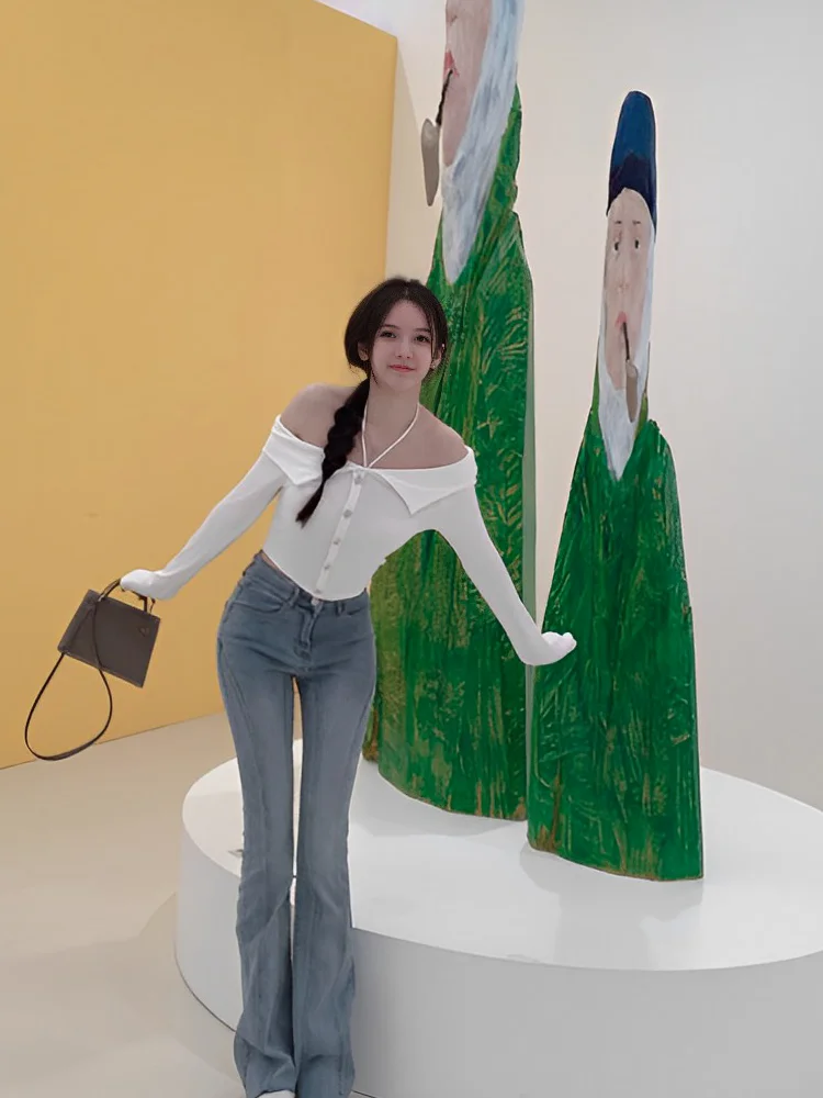 

Женский вязаный свитер Nane Pure Desire N с открытыми плечами, облегающие леггинсы с высокой талией, весенняя мода