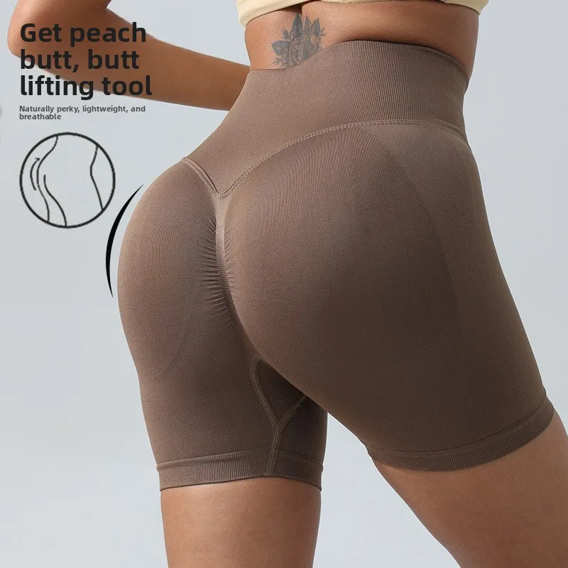 Summer New High Waist Yoga Shorts Women Workout Tummy Control Biker Shorts Peach Butt