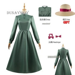 Anime Cosplay Sophie Dresses Hatter Costume Long Dress Apron Hat Gift Women Halloween Role Party Dress Costume