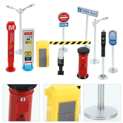 Miniature Traffic Sign Toy Road Sign Traffic Barricade Scene Toys for Kids Scenes Street Abs Signs Mini Cone