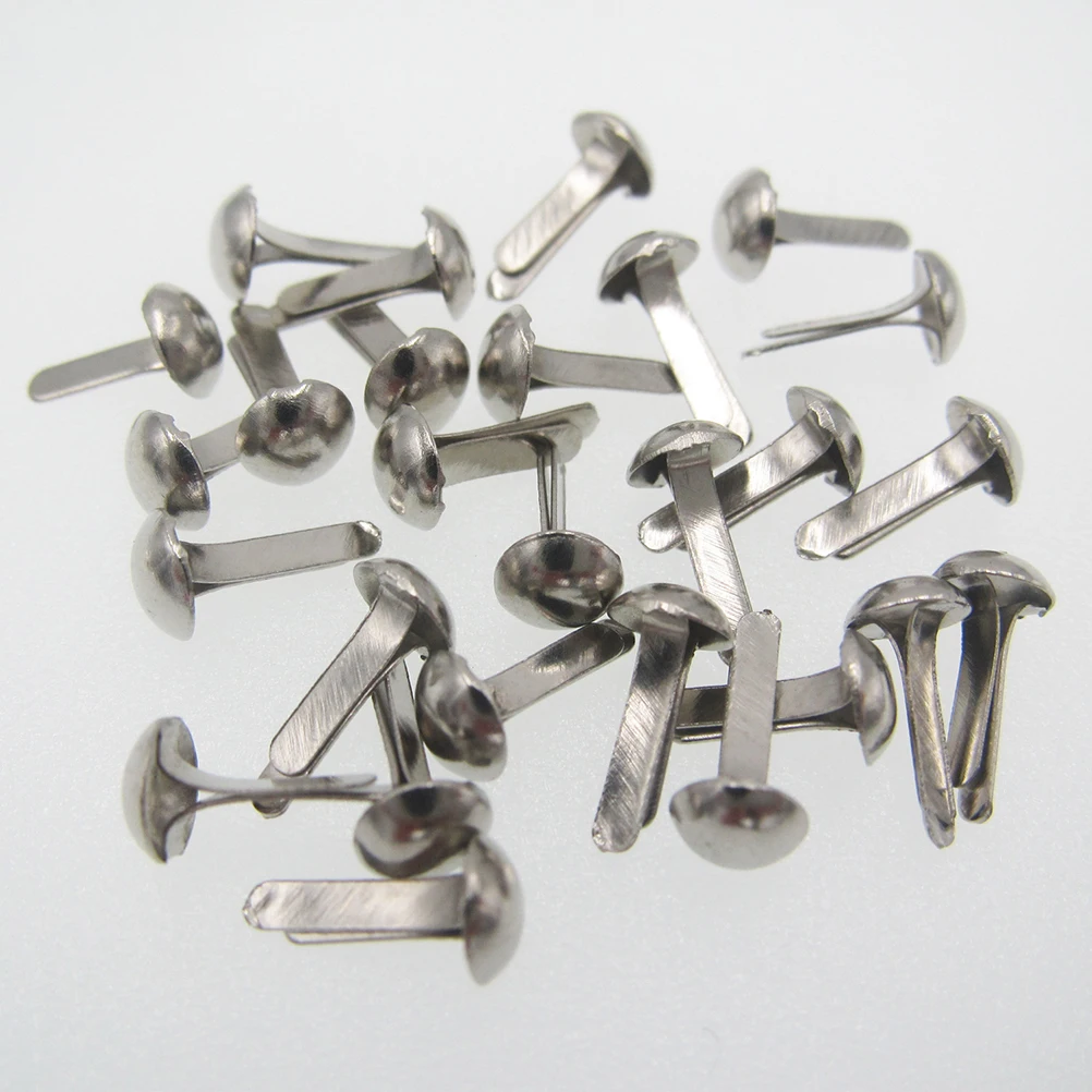 500pcs Metal Paper Fasteners Electroplated Two Leg Nails Office Supplies Waterproof Anti Rust Storage Box ganized Craft