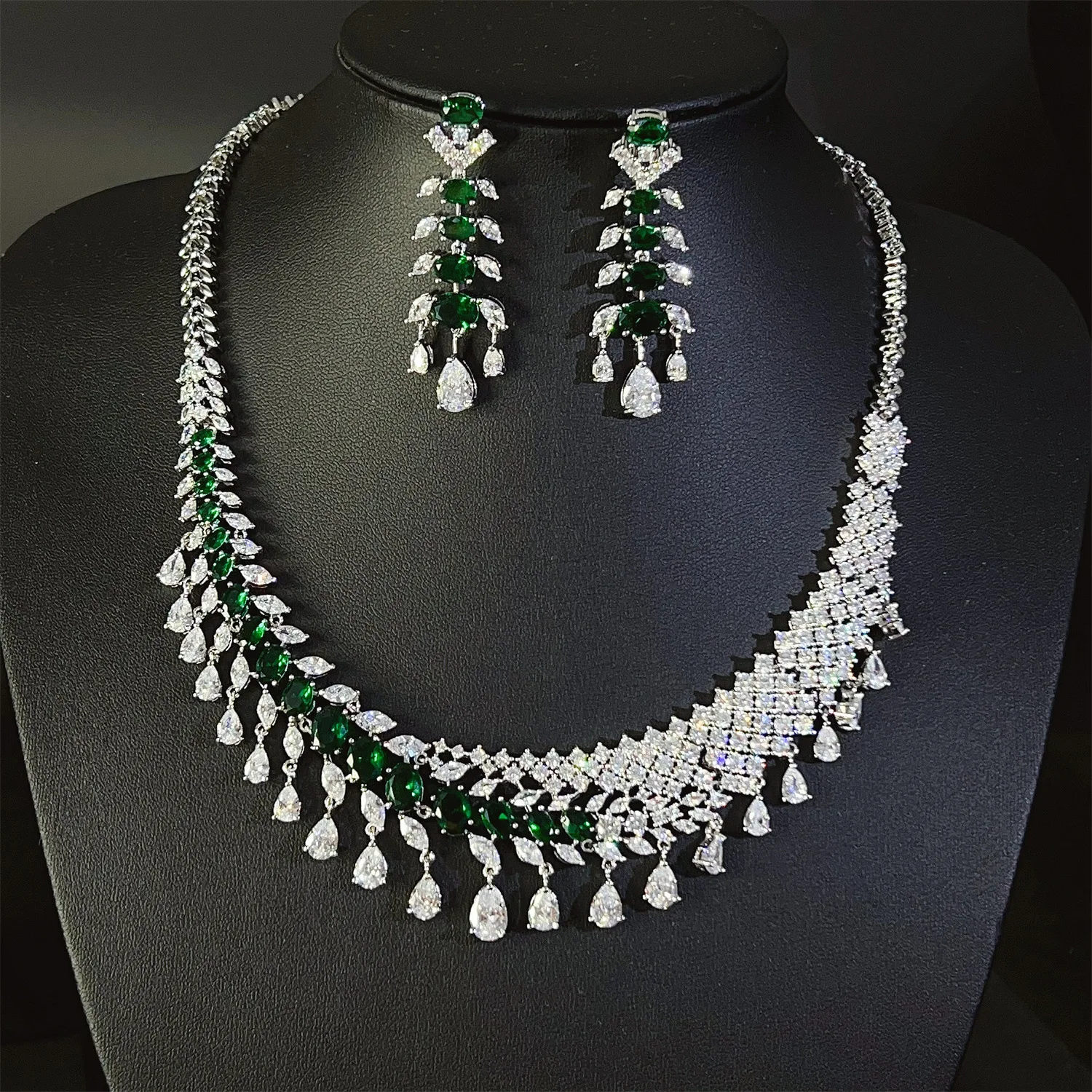 

HIBRIDE Gorgeous Exquisite Pop White Water Drop Necklace Earrings Women Multicolor Jewelry Set Dubai Wedding Gift Travel S-882