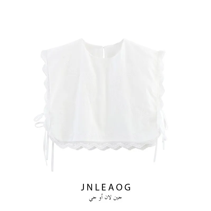 

JNLEAOG Женский топ с вышитым узлом French Sle Slim Fit из полиэстера без свека круглый Ne стандартной длины