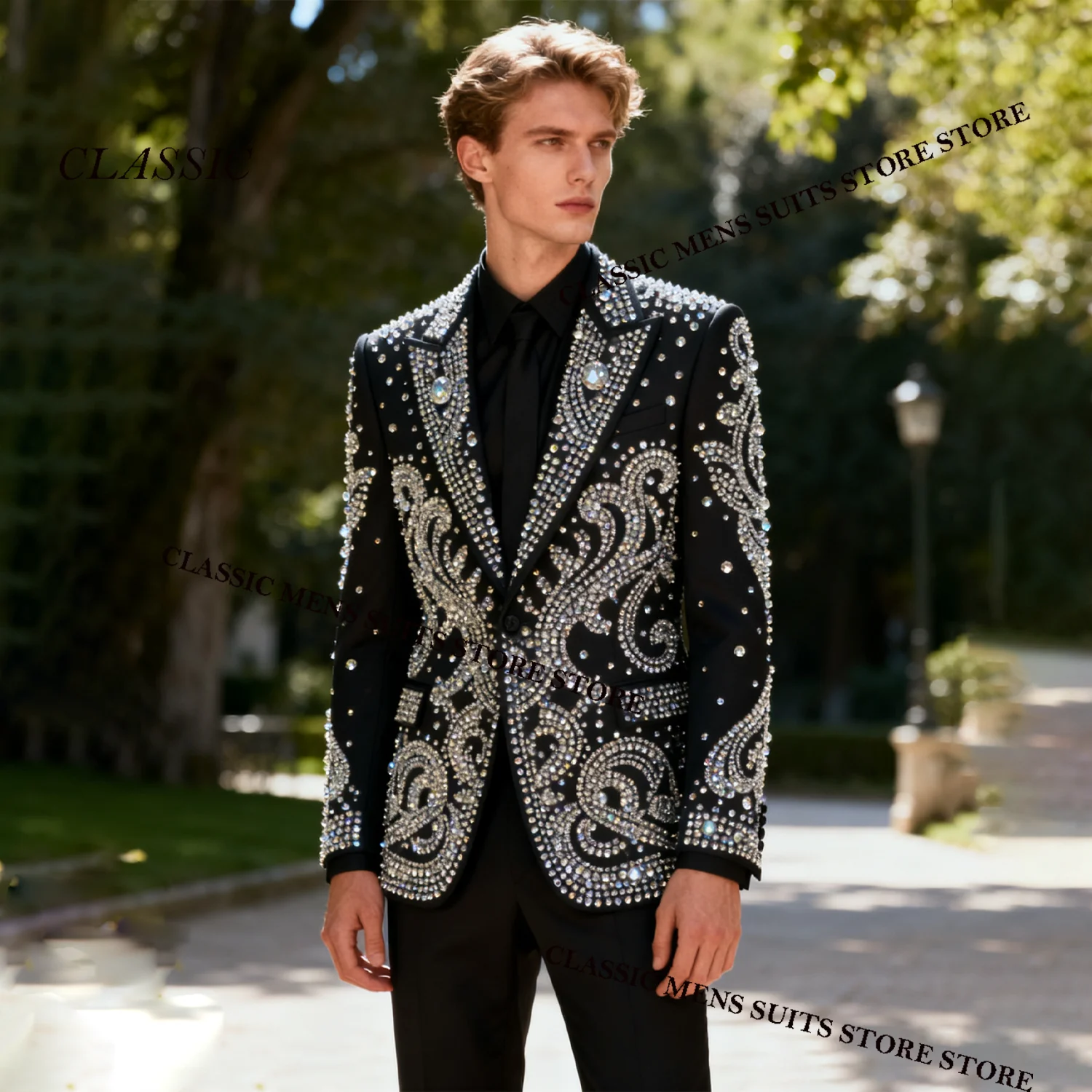 

Индивидуальные металлические ювелирные изделия с орнаментом, смокинг, мужские роскошные костюмы, комплект из 2 предметов, свадебный пиджак для жениха, мужской пиджак для выпускного вечера, тонкий вечерние Ternos Completo