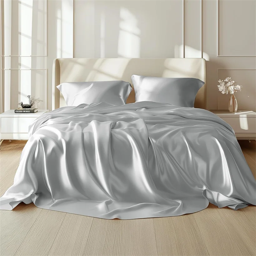 Luxury 100% Mulberry Silk Flat Sheet Only Natural Silk Bed Sheet Smooth Top Sheets Single Double King Queen Bedding Bed Linen