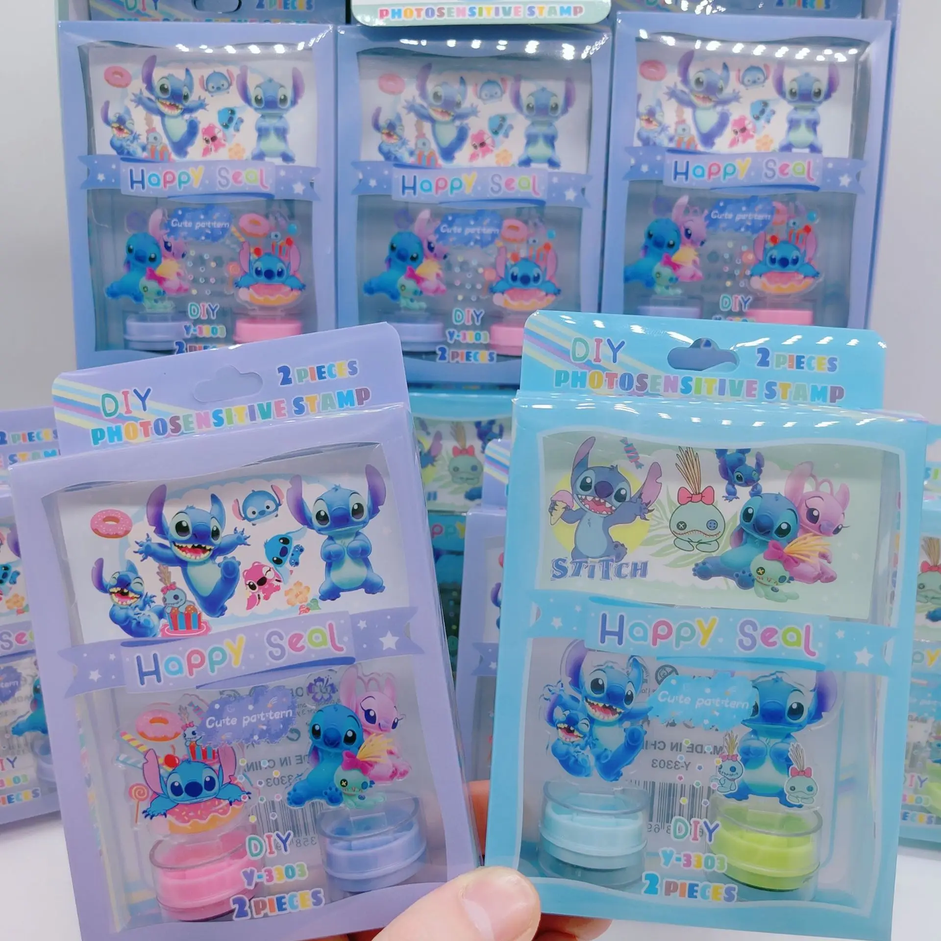 2pcs/1set Disney Stitch Acrylic Seal Cartoon Figure Children Fun Toy Stamps Kindergarten Student Prizes Stationery