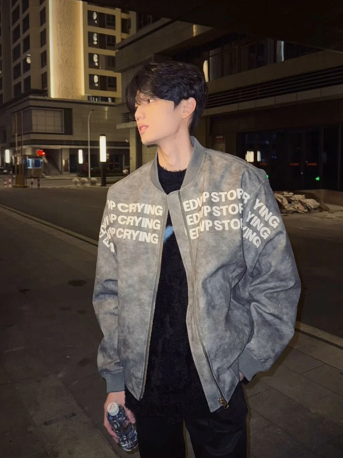 

Bla ey Leather Jaet Men's Spring Autumn 2025 New American High Street Teenage Jaet Hiphop Baseball orm