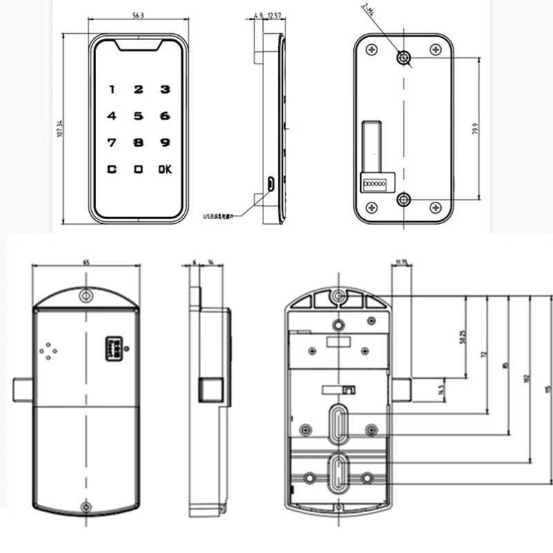 1Set Elektronische Kast Slot Touch Toetsenbord Elektronische Garderobe Bestand Deur Laden Slot Zinklegering