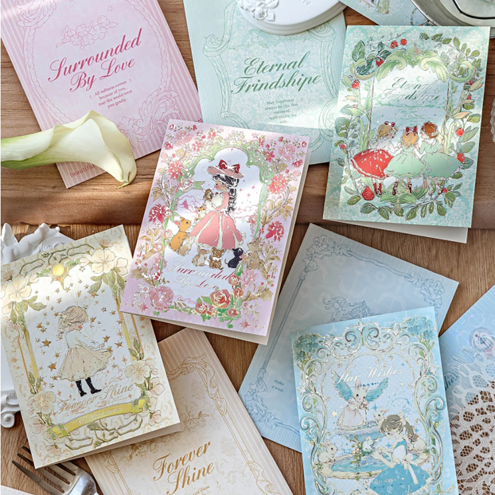 

Cute hot stamping greeting card&envelope set, tea party series, birthday wishes, message, gift, greeting card, letterhead