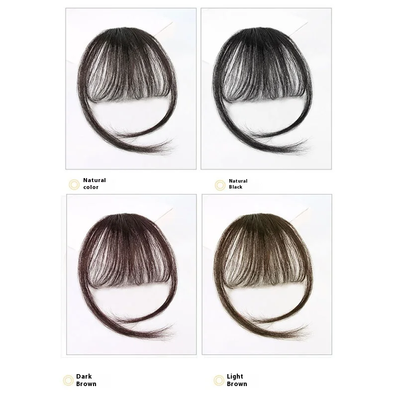 Peluca con flequillo de aire para mujer, pieza de flequillo de cabello humano completo, flequillo falso, peluca con flequillo recto Natural, pieza de cabello humano tejido a mano