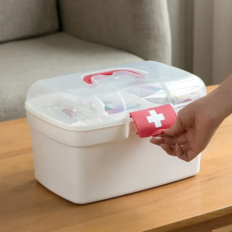 Large Capacity Medicine Organizer Storage Container Family First Aid Chest Portable Emergency Kit Box