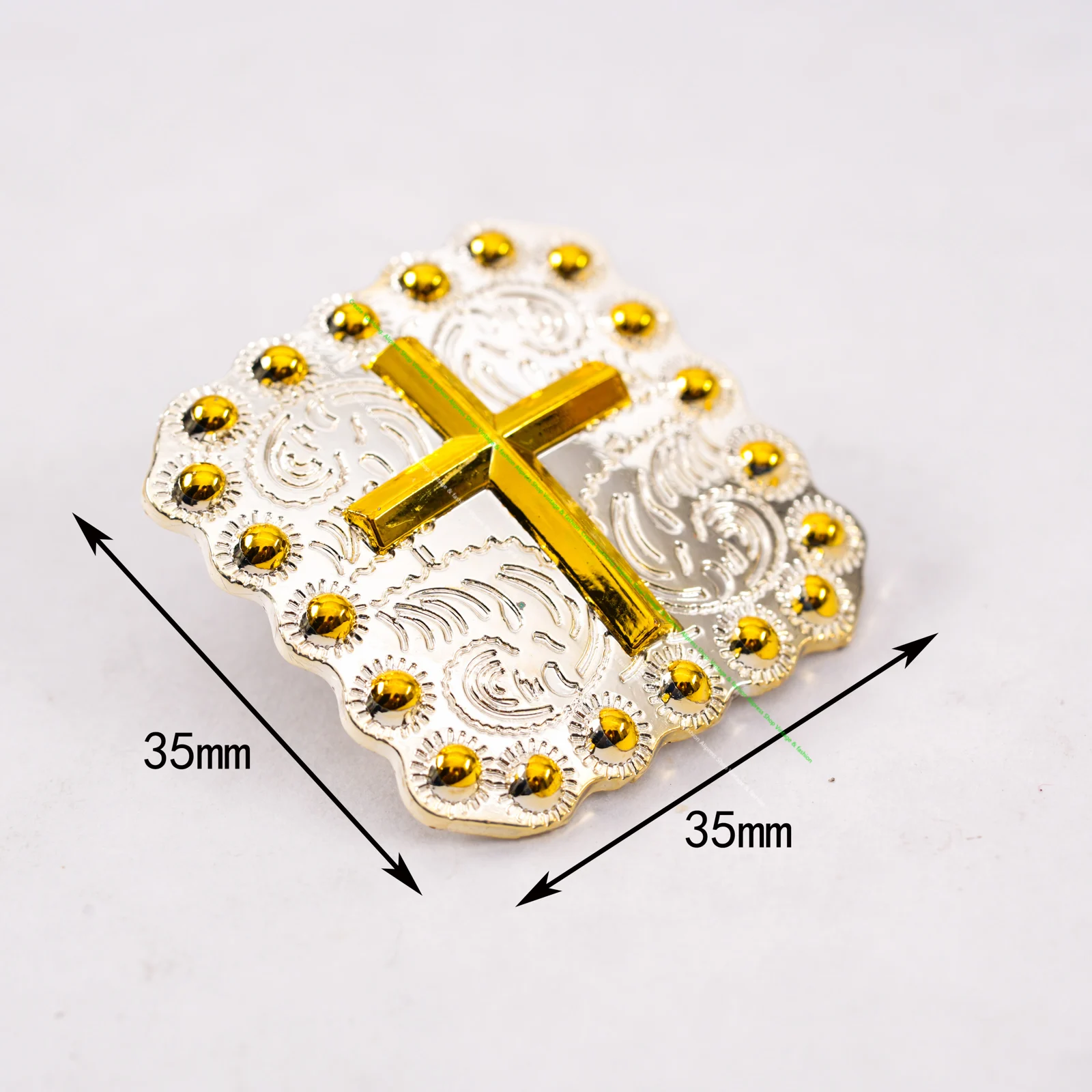 5PC 35X35mm Western Texas Gold Silver Berry Cross Western Horse Saddles Tack Decor Square Conchos for western belt
