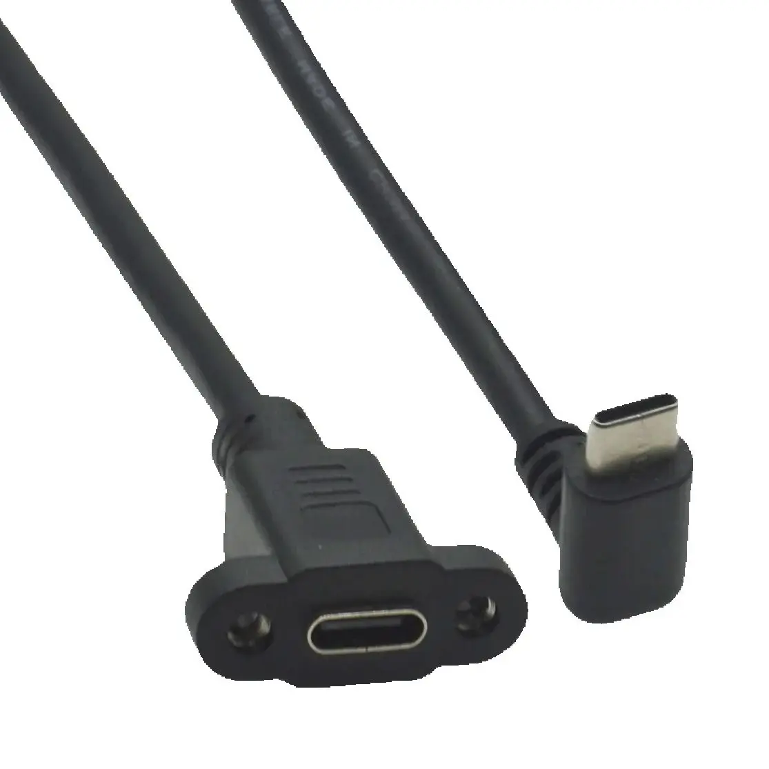 Male to Female Extension Cable with Screw Hole Lock Connector, Panel Mount, Type-C, USB-C, 90 Degree, 18mm, 0.2m, 1m, 0.5m