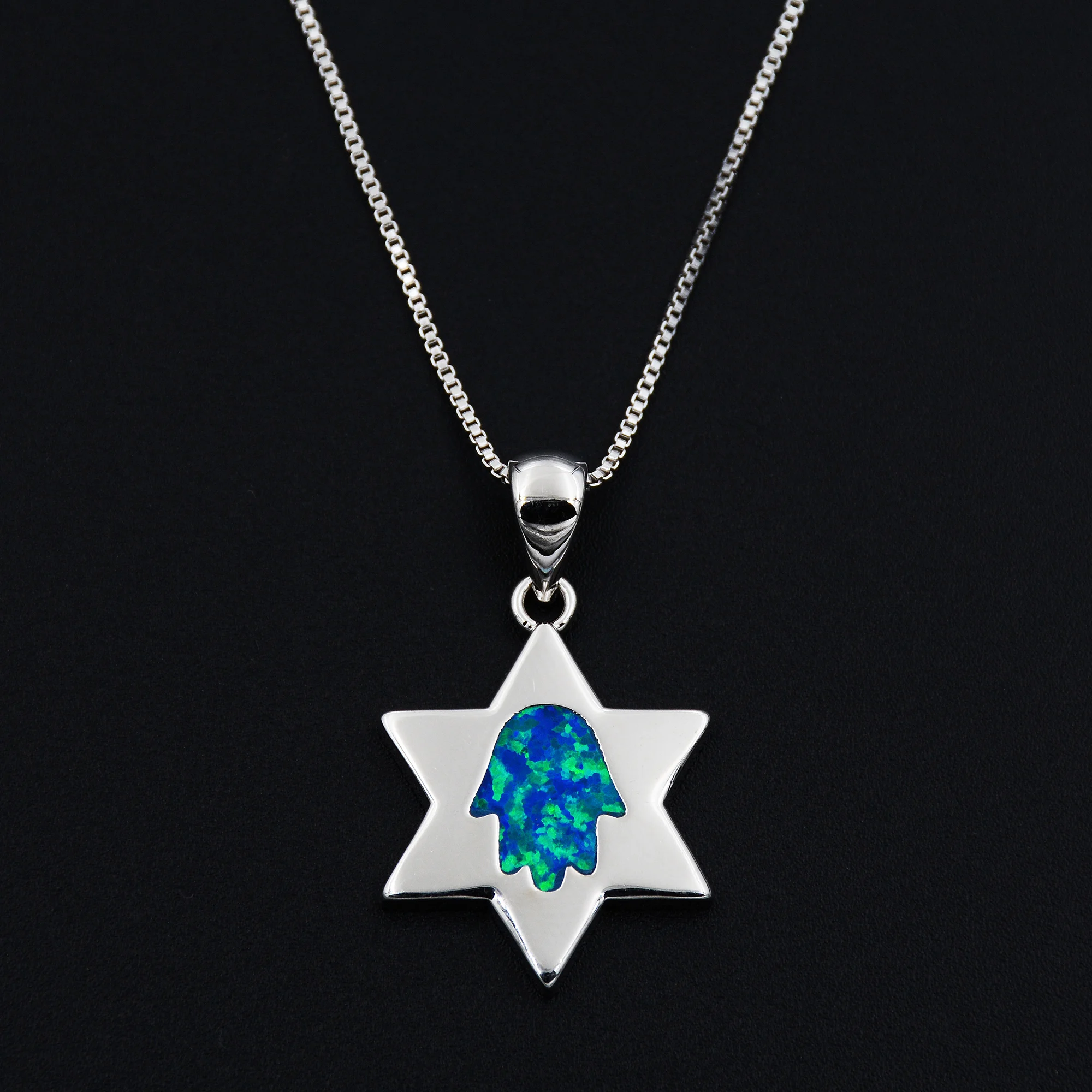 نجمة داود النار أوبال تشاي العبرية اليهودية قلادة قلادة