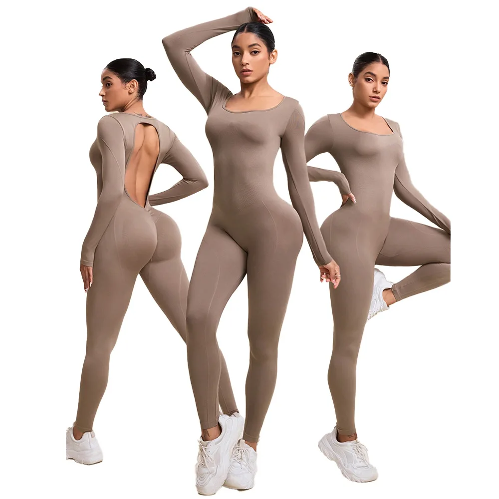 

Бесшовные брюки персикового цвета с длинными рукавами, быстросохнущая одежда для бега, одежда для фитнеса, пилатеса, йоги, комбинезон