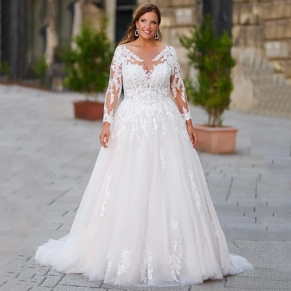 Simples plus size vestidos de casamento com renda uma linha vestidos de noiva oversize para as mulheres 2025 verão macio tule vestido de novia novo