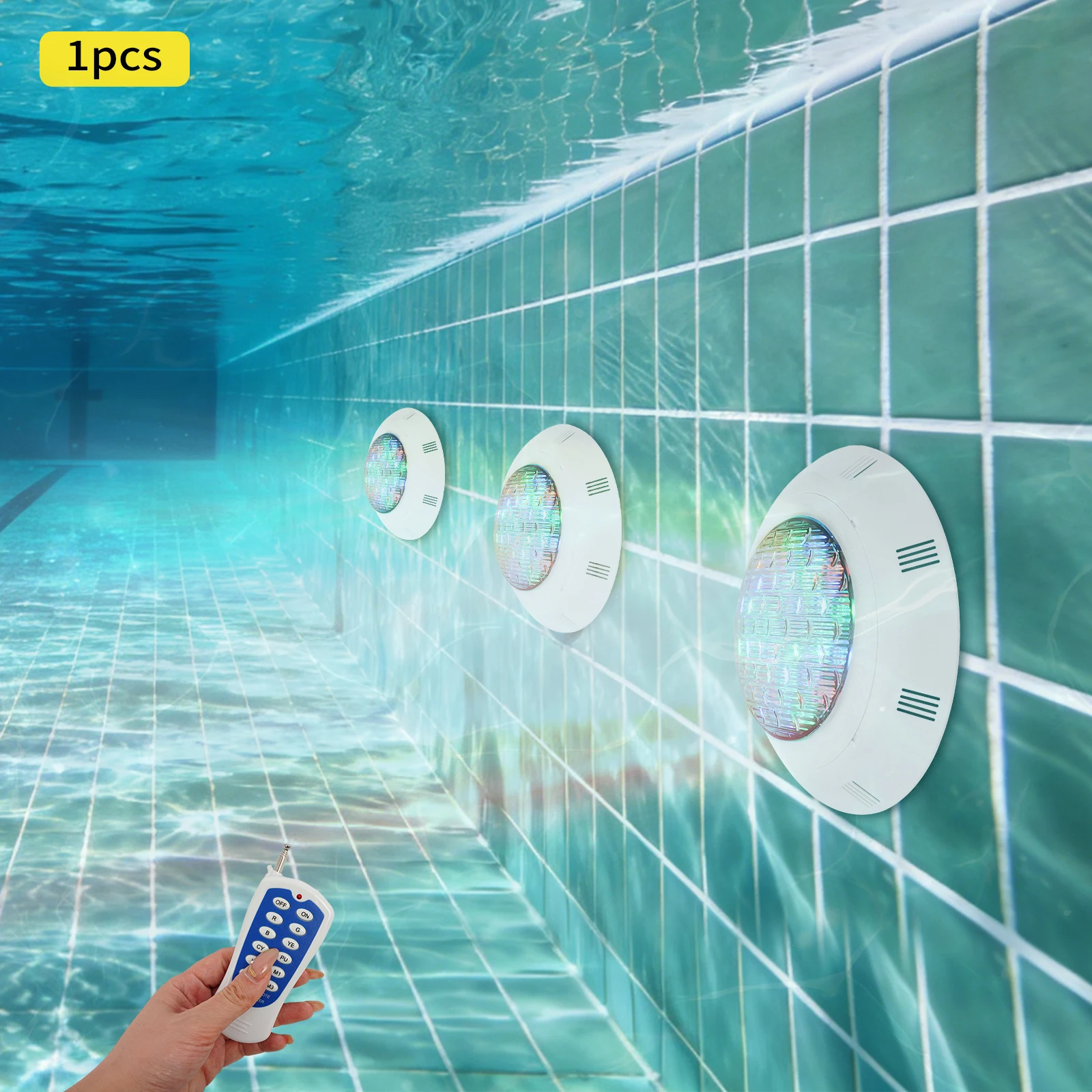 

NEWEST 12V 24W Pool Light Underwater Color-Change LED Lights RGB IP68 with Remote (24W)