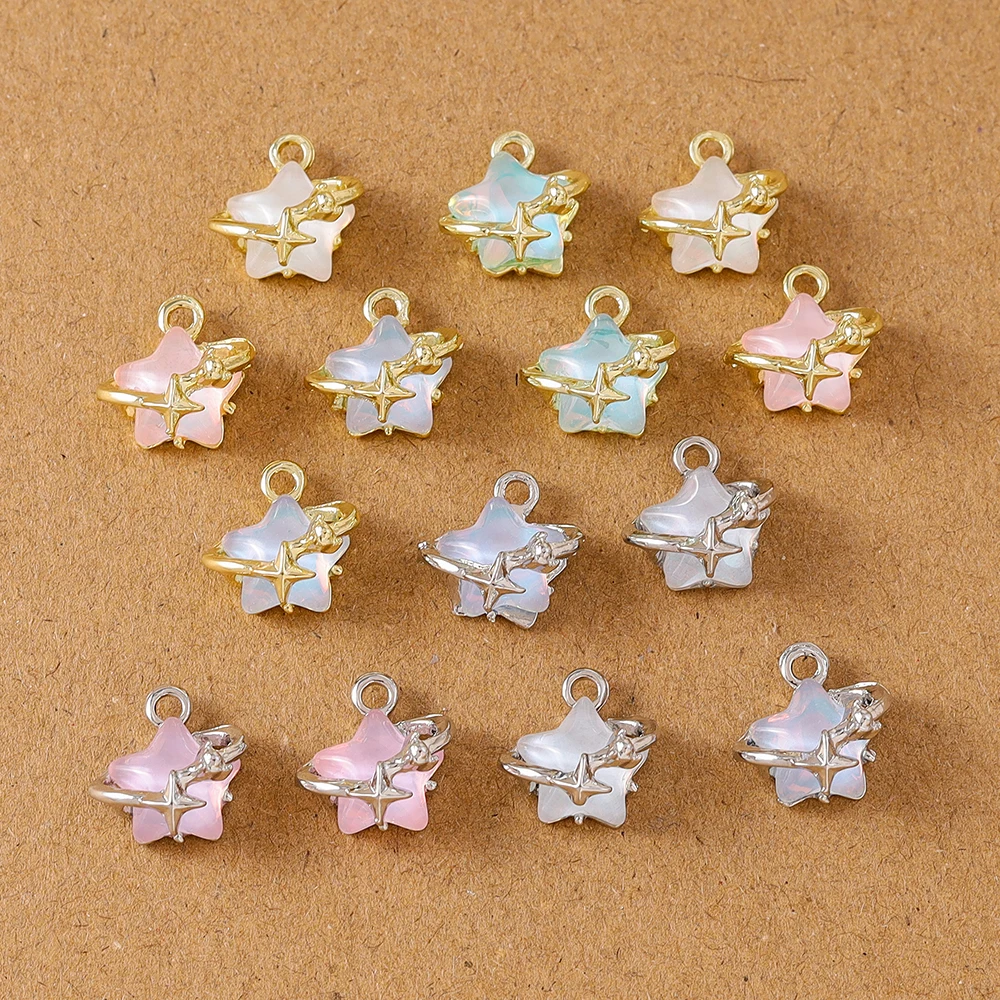 5 قطعة 13*13 مللي متر لطيف الأحجار الكريمة كريستال دلاية شكل نجمة جالبة للحظ لصنع المجوهرات أقراط قلادة سوار ذاتي الصنع إكسسوارات لوازم #2