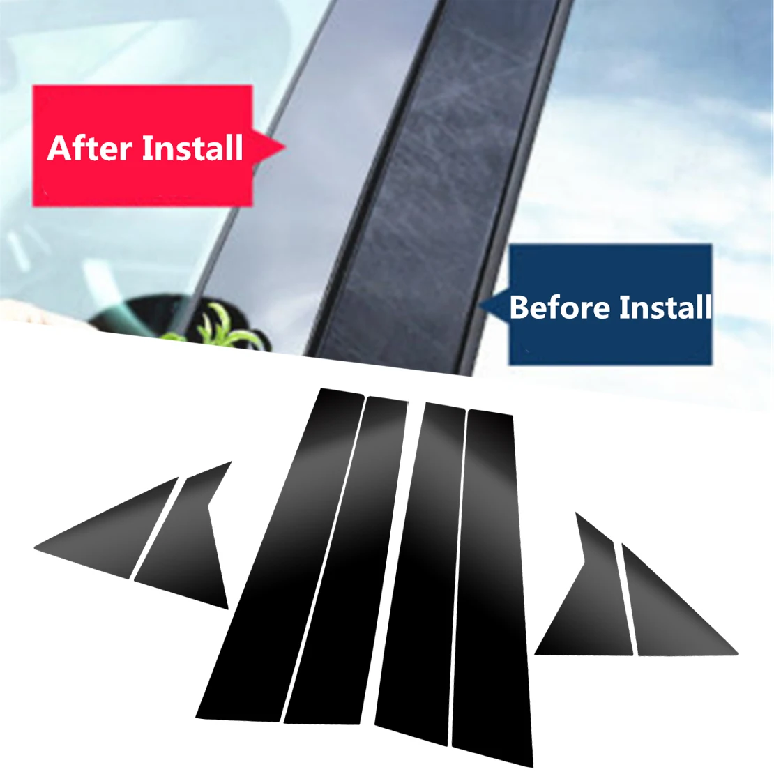 

8 шт., наклейка на крышку стойки B для двери автомобиля, окна, подходит для Hyundai Elantra 2016 2015 2014 2013 2012 2011