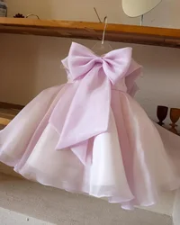 Customized Lovely Flower Girl Dresses for Wedding Bow Princess Organza Ball Gown for Kids Birthday Party First Communion Dress
