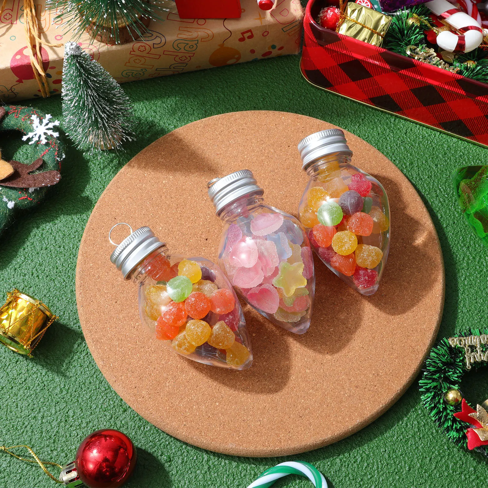 

10pcs Christmas Tree Decoration Bottle Fillable Ornaments For Holiday Party Candy Jar Reusable Beverage Containers Portable